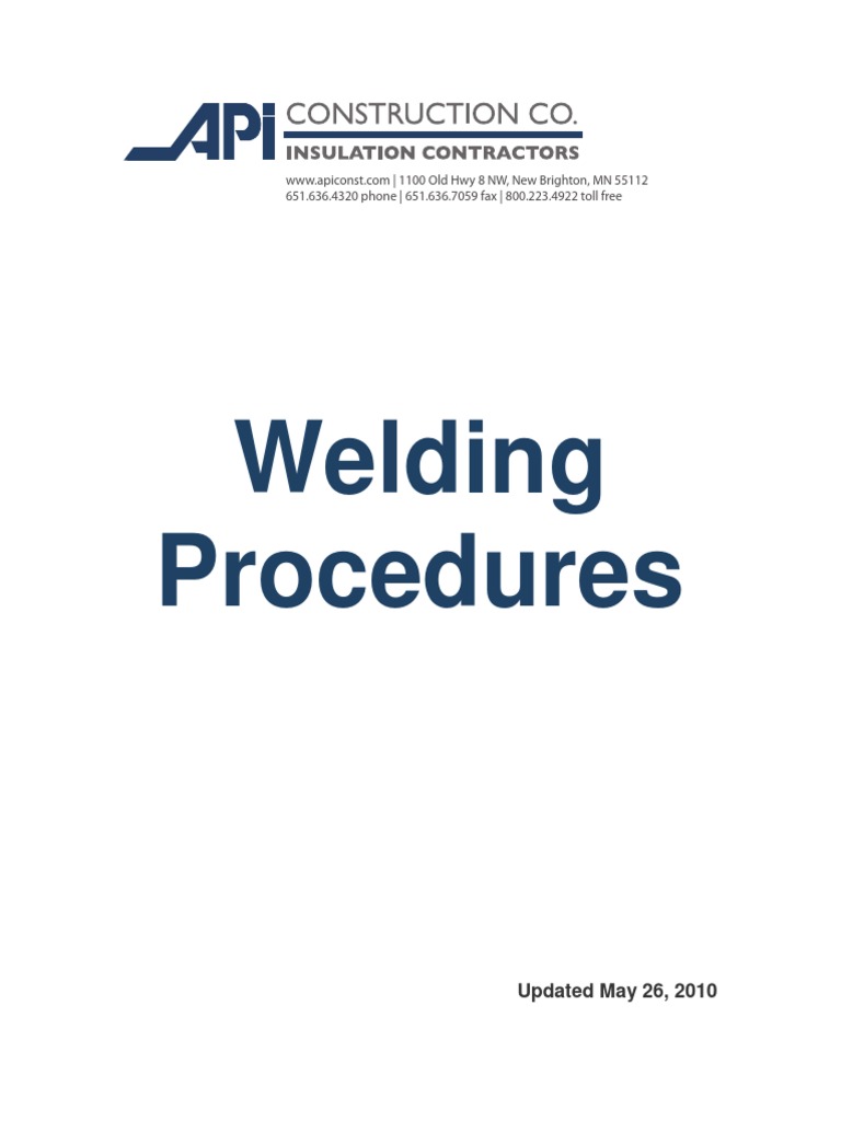 API Welding Procedures PDF Welding Construction