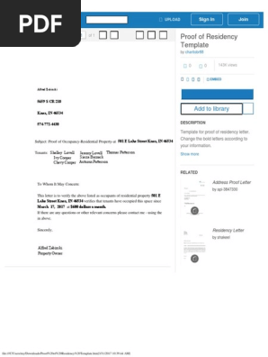 Proof of Residency Template