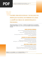 Valores Organizacionais Um Balanço Da Produção Nacional Do Período de 2000 a 2008 Nas Áreas de Administração e Psicologia - FERREIRA, M. C.; FERNANDES, H. a.; SILVA, A. P. C. 