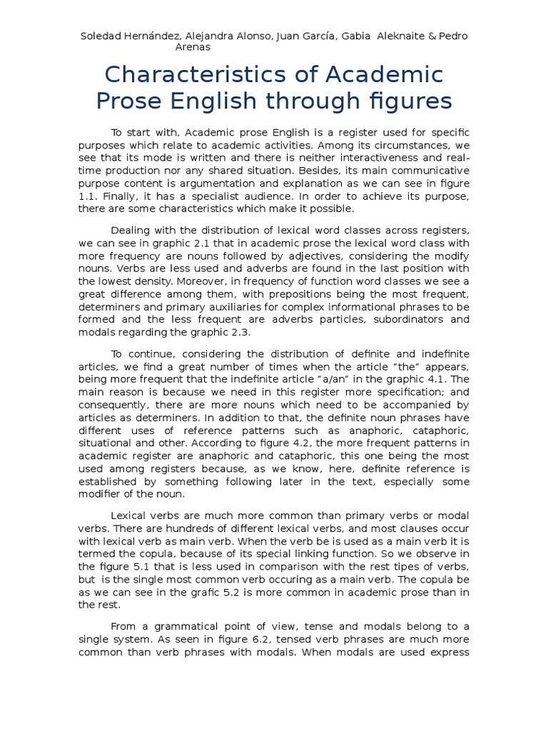 Characteristics of Academic Prose English Through Figures FINAL