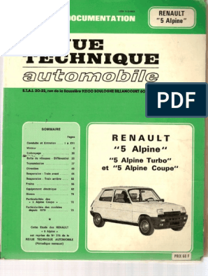 Revue Technique Automobile, N° 375: Renault 5 Alpine et Alpine