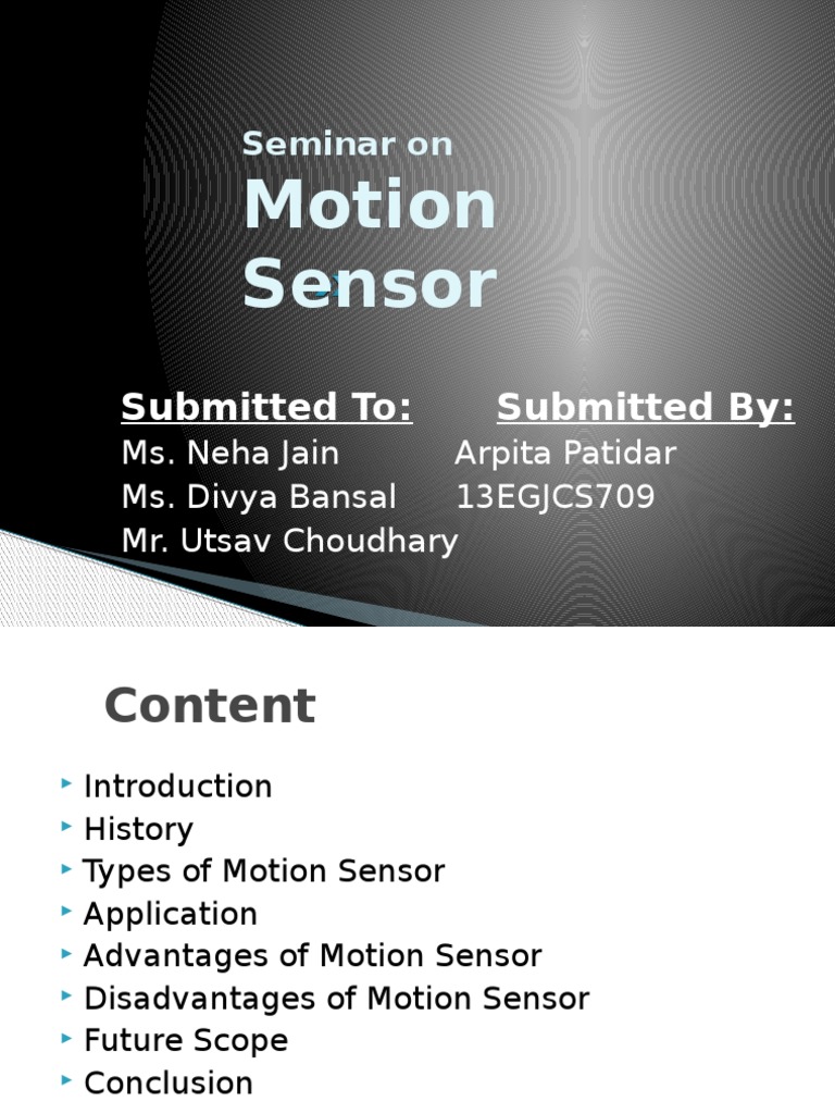 Motion Sensor PDF Security Alarm Equipment