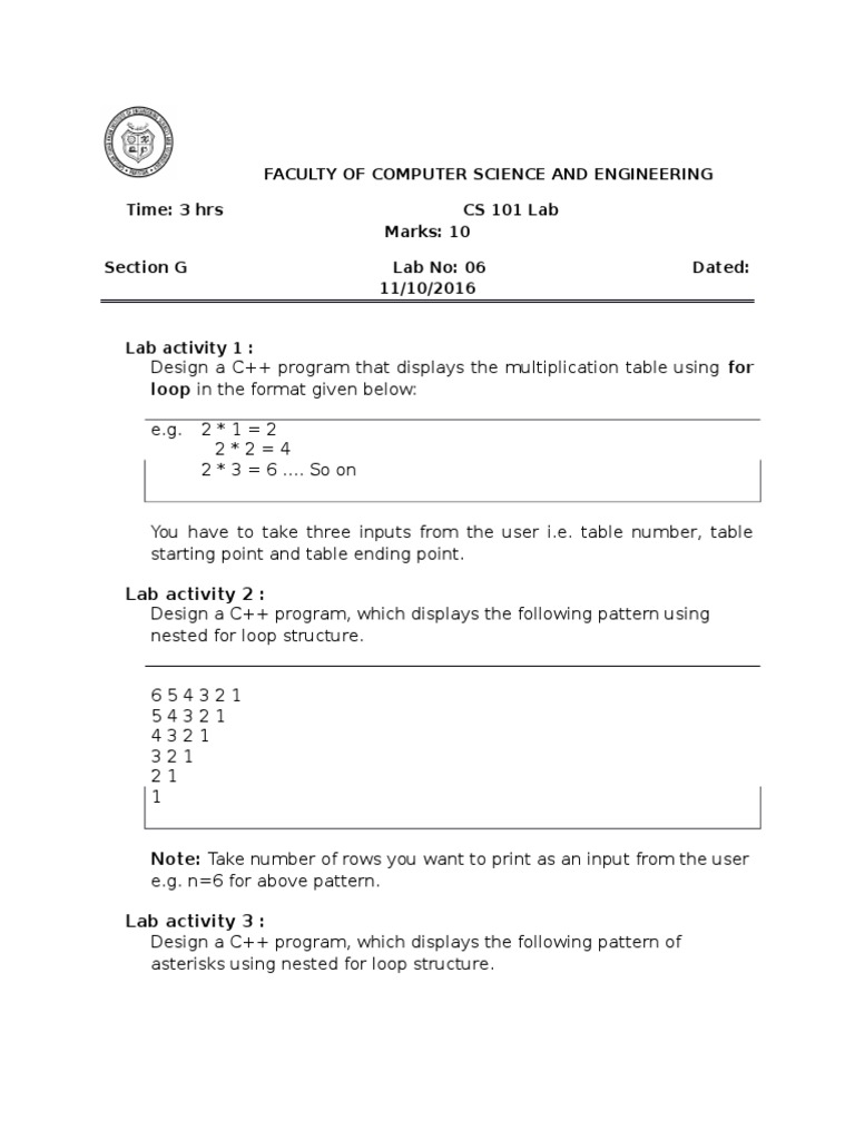 Lab 06 Tasks | PDF