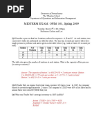 OPIM101 - Spring 2009 - Exam 1 - Solutions