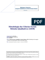 Metodologia Das Ciências Sociais - Métodos Qualitativos - Célia Silva PDF