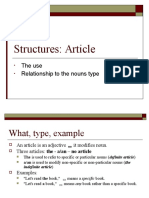Structures: Article: The Use Relationship To The Nouns Type