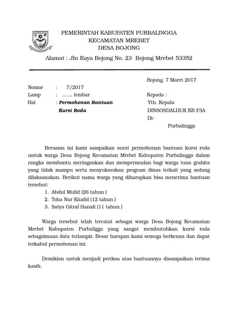 Contoh Surat Memohon Sumbangan Dari Bank