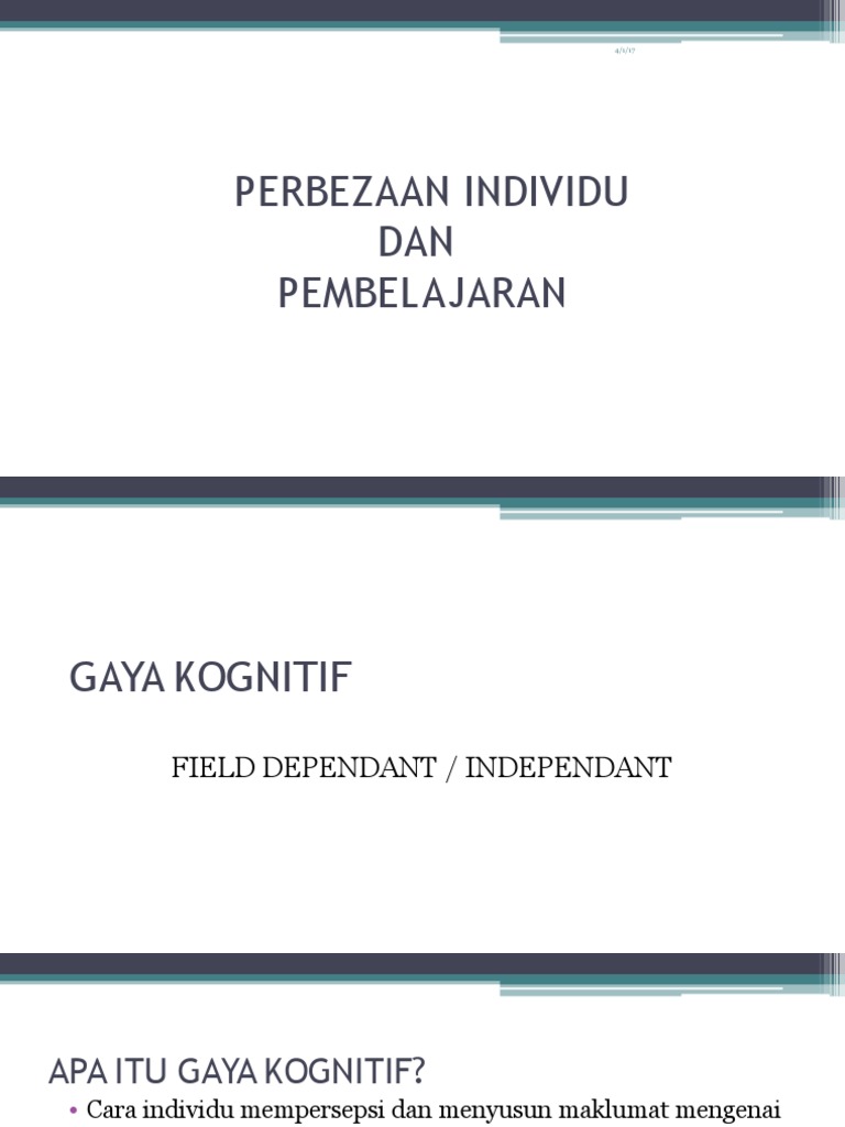 Gaya Kognitif Dan Pembelajaran Pdf