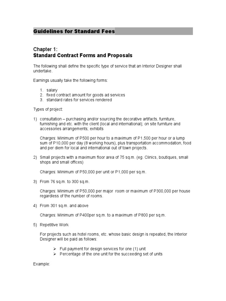 Standard Interior Design Fees Philippines | PDF | Engineering | Business