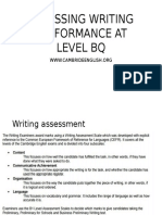 Assessing Writing Performance at Level Bq