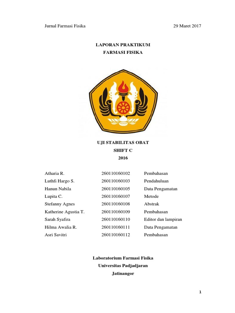 FARMASI FISIKA - UJI STABILITAS