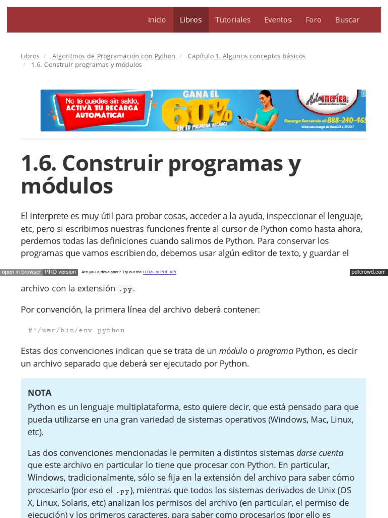 1.6. Construir Programas y Módulos | PDF | Python (lenguaje de ...