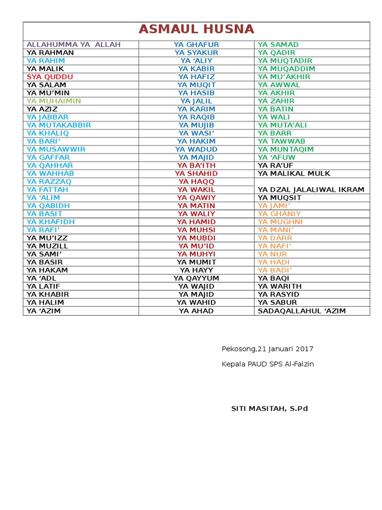 Asmaul Husna2 Pdf