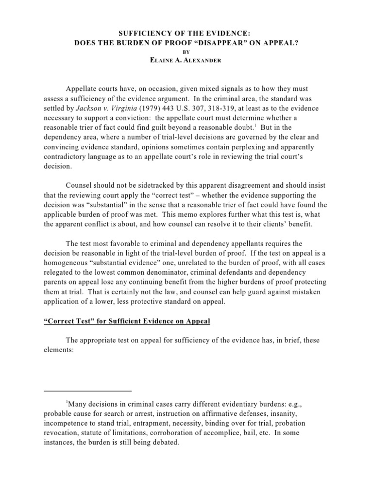 Burden of Proof and Substantial Evidence Memo Burden Of Proof (Law