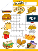 Fast Food Esl Vocabulary Crossword Puzzle Worksheet For Kids
