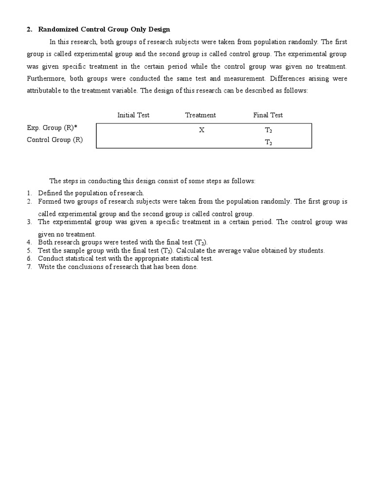 Randomized Control Group Only Design | PDF