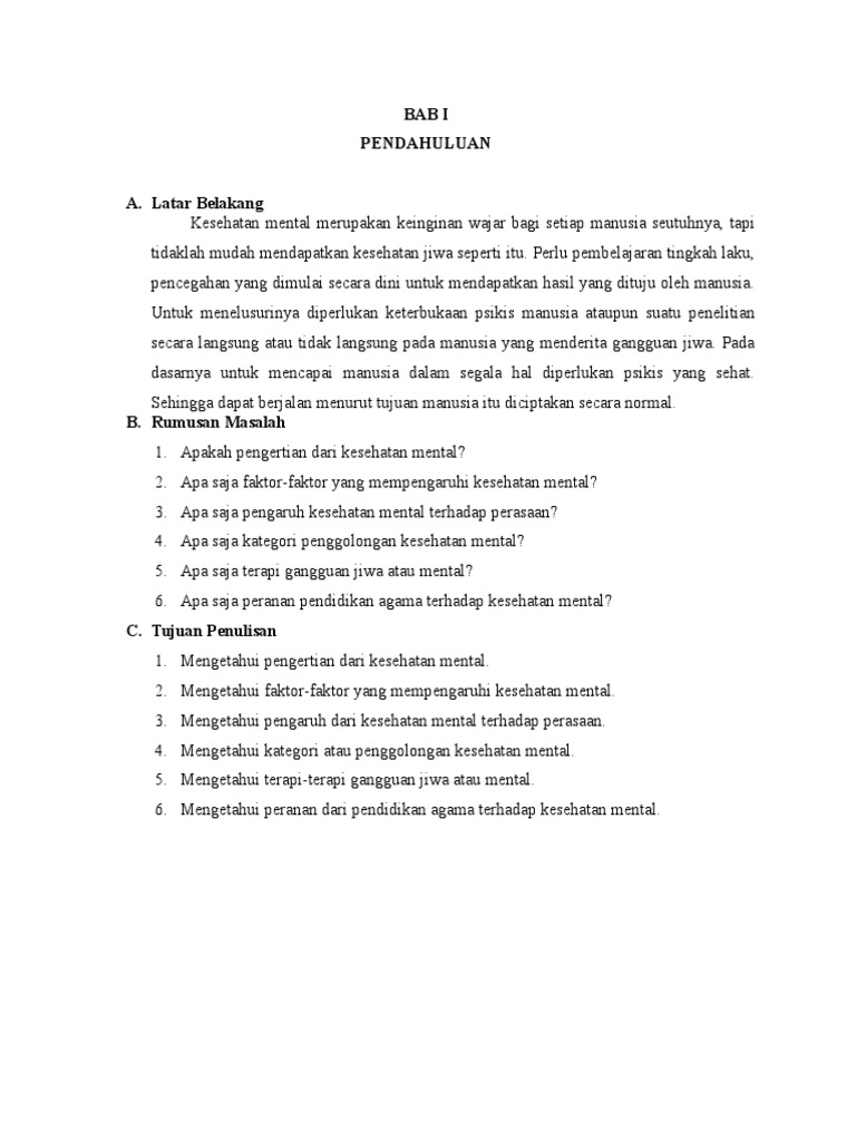 Makalah Kesehatan Mental