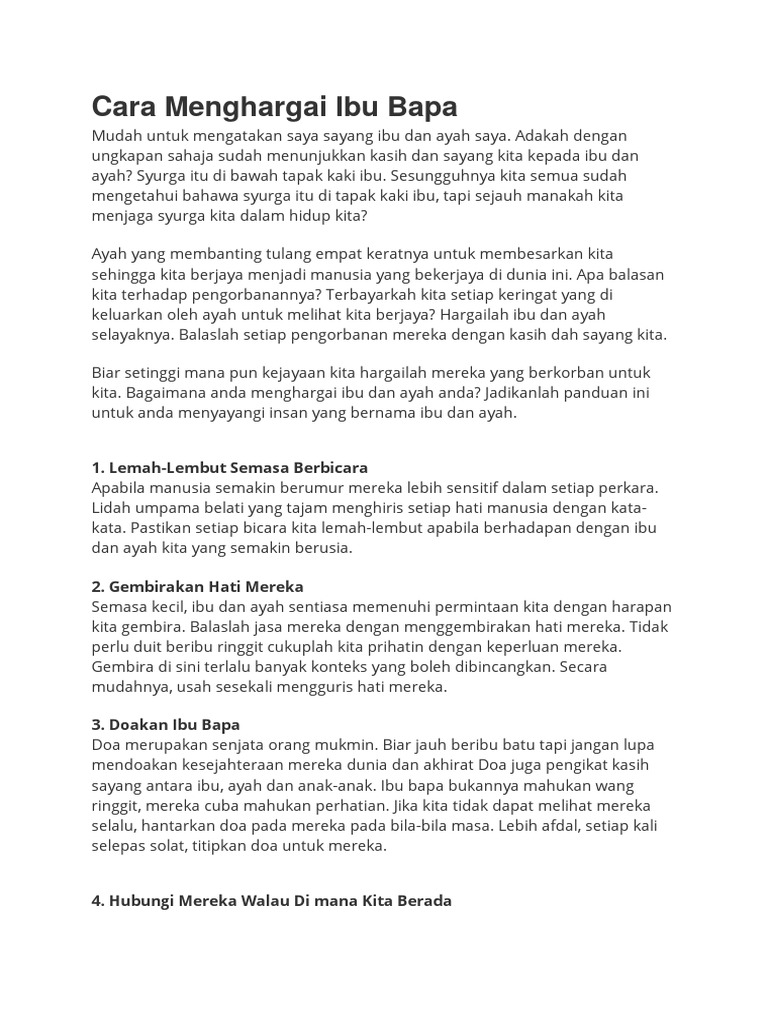Cara Menghargai Ibu Bapa Pdf