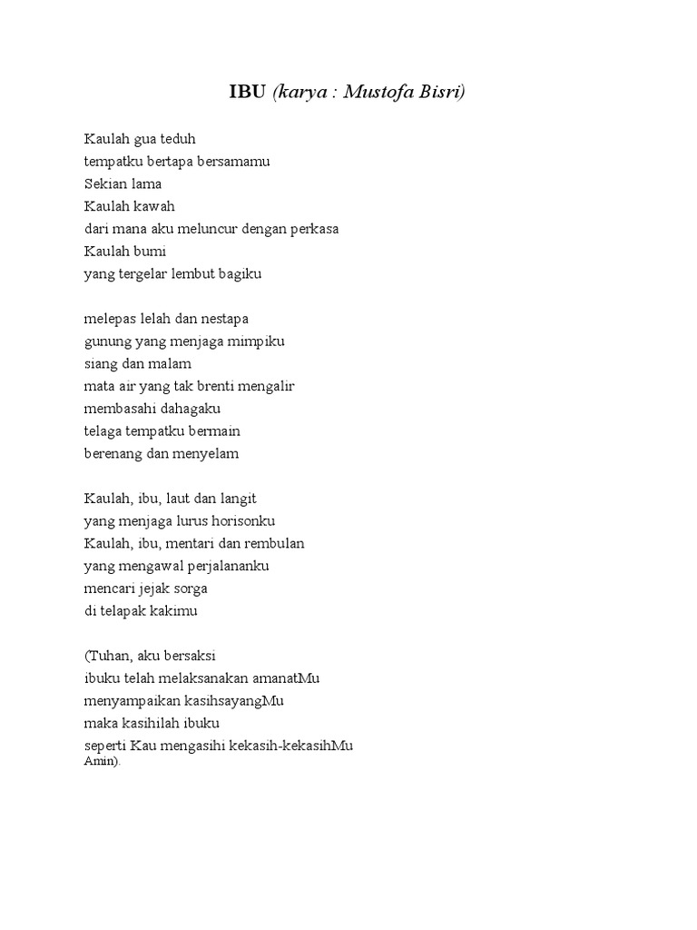 28 Puisi Ibu Karya Mustofa Bisri Gif