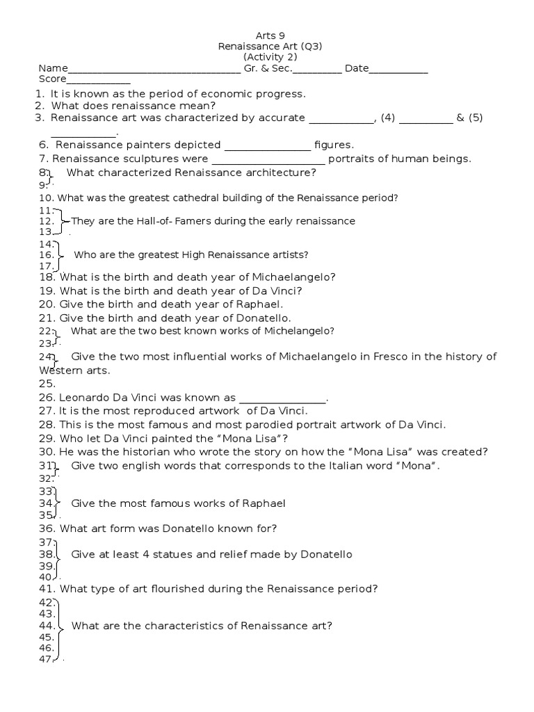 Renaissance Art Exploration Activity | PDF