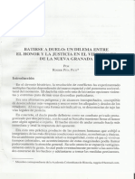 Batirse A Duelo: Un Dilema Entre El Honor y La Justicia en El Virreinato de La Nueva Granada