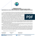 COMUNICADO OFICIAL ORGANIZACIÓN JUSTICIA VENEZOLANA FIJA POSICION ANTE ULTIMAS SENTENCIAS DE LA SALA CONSTITUCIONAL DEL TRIBUNAL SUPREMO DE JUSTICIA