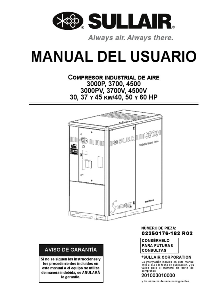 Manual Compresor Sullair.pdf Compresor de gas Líquidos