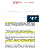 Ensino Da Tradução Em Nível Universitário