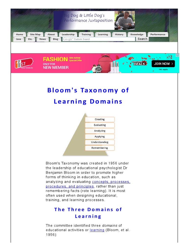 Cognitive Domain of Bloom's Taxonomy | PDF | Attitude (Psychology ...