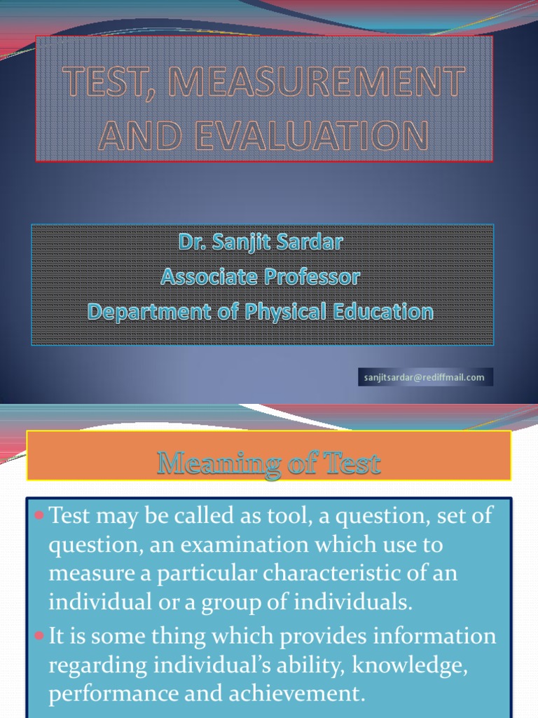 Dr. Sanjit Sardar - TEST, MEASUREMENT AND EVALUATION PDF | PDF ...