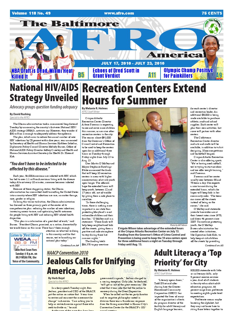 Baltimore AfroAmerican Newspaper, July 17, 2010 PDF Literacy