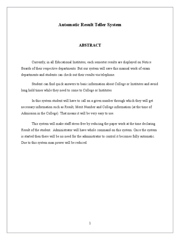 Automatic Result Teller System PDF Software Development Process