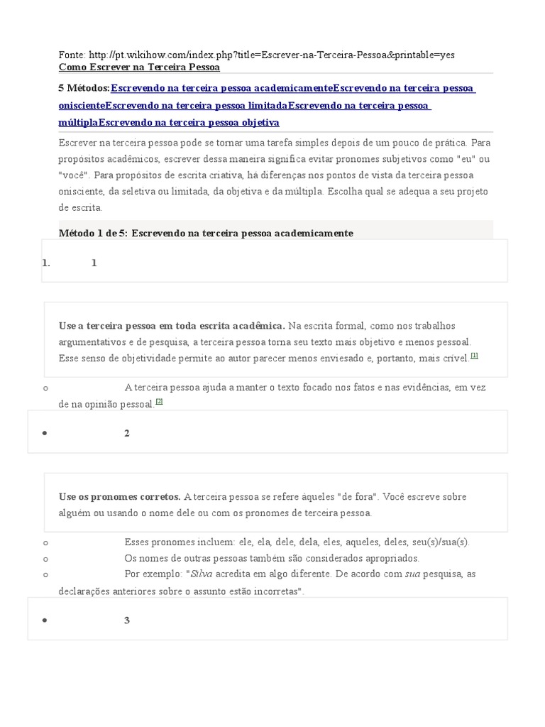Como Escrever na Terceira Pessoa | PDF | Pronome | Narração