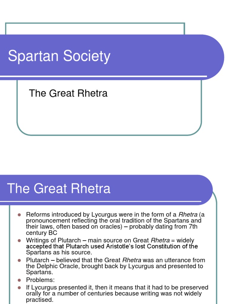 The Great Rhetra - Spartan Society | PDF | Sparta | Ancient Greece