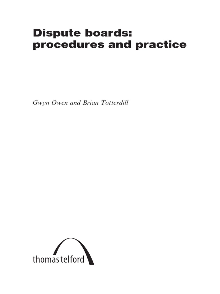 Dispute Boards Procedures and Practice PDF Arbitration Adjudication