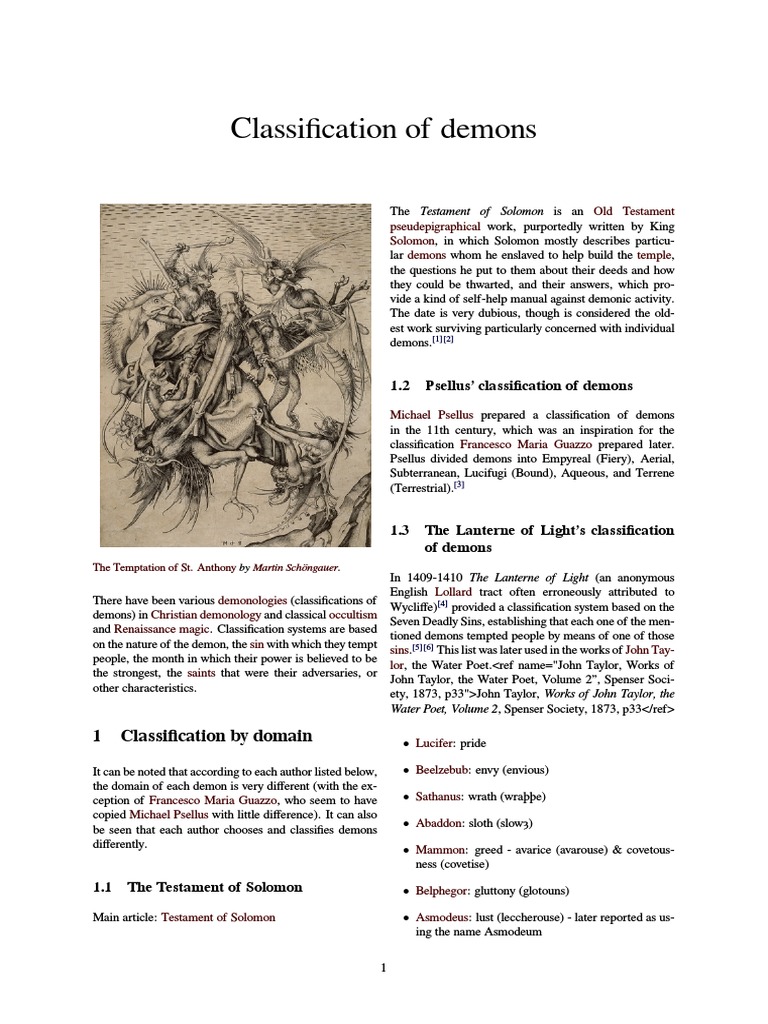 Types Of Demons And Demon Classification – GLGT