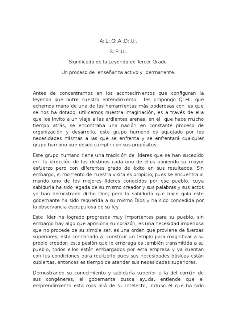 Significado de La Leyenda de Tercer Grado Conocimiento