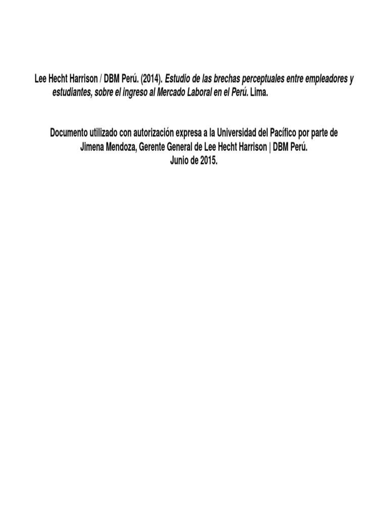 Lee Hecht Harrison DBM Estudio PDF Perú Lima
