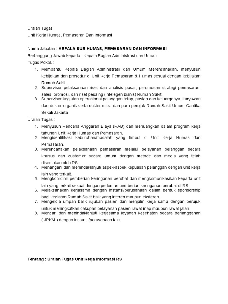 Uraian Tugas Humas