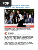 Suu Kyi Offers To Step Down After Failure To Unite A Fractured Burma