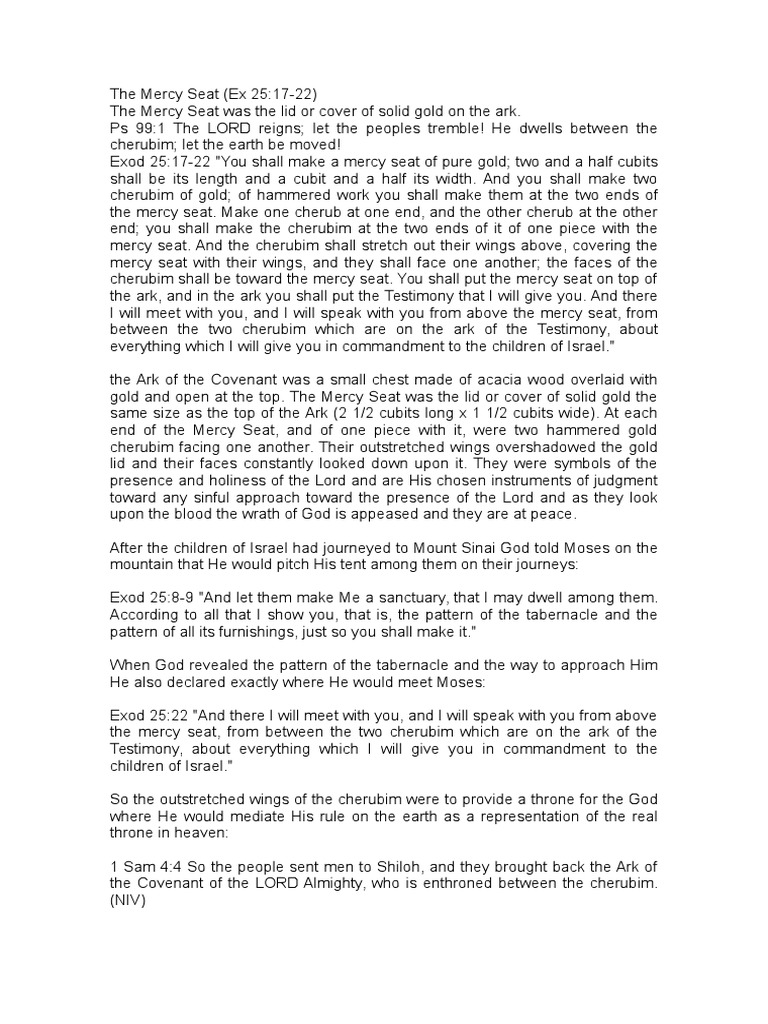 The Mercy Seat PDF Ark Of The Covenant Tabernacle