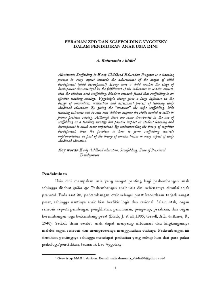 Vygotsky's ZPD and Scaffolding in Early Childhood Education PDF