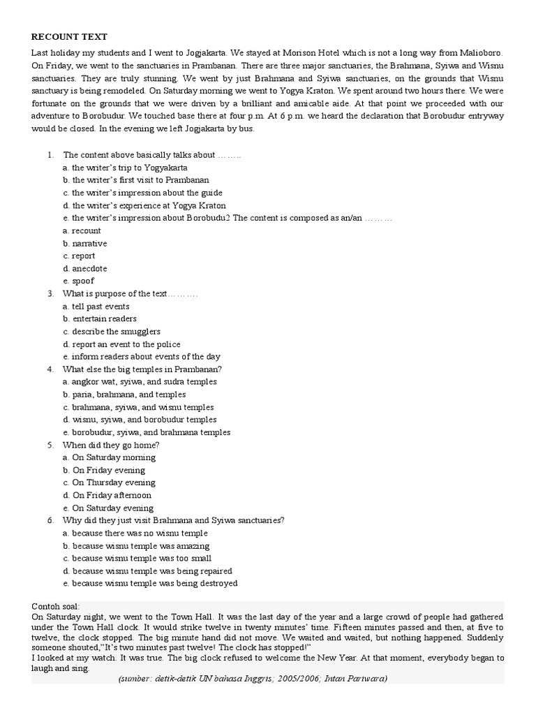 Recount Text sumber detik detik UN bahasa Inggris 2005 Recount Text sumber detik detik UN bahasa Inggris 2005