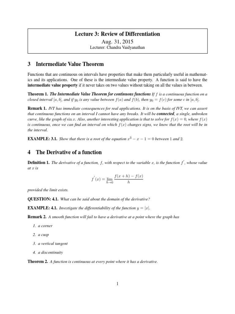 Derivatives and Their Applications | PDF | Derivative | Continuous Function