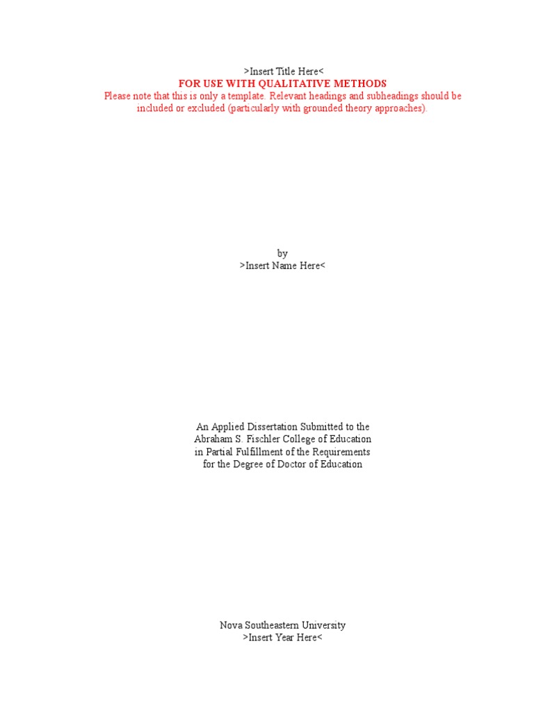 Fse Dissertation Template Qualitative Methods | PDF | Qualitative ...