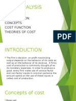 Cost Analysis: Concepts Cost Function Theories of Cost