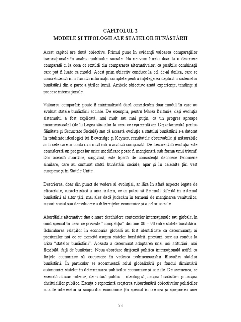 Tipologii Statul Bunastarii PDF | PDF