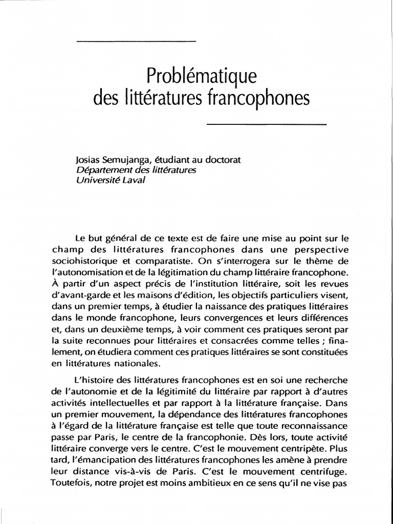 Problématique des littératures francophones.pdf  Langue française