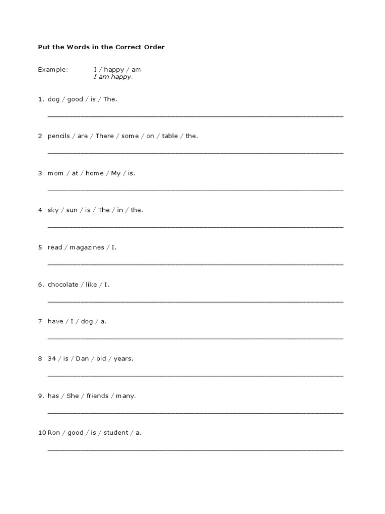 Put The Words in The Correct Order | PDF