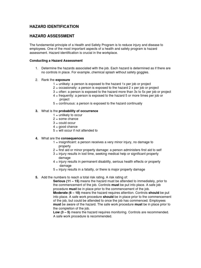 Hazard Assessment Guidelines and Form | PDF | Personal Protective ...